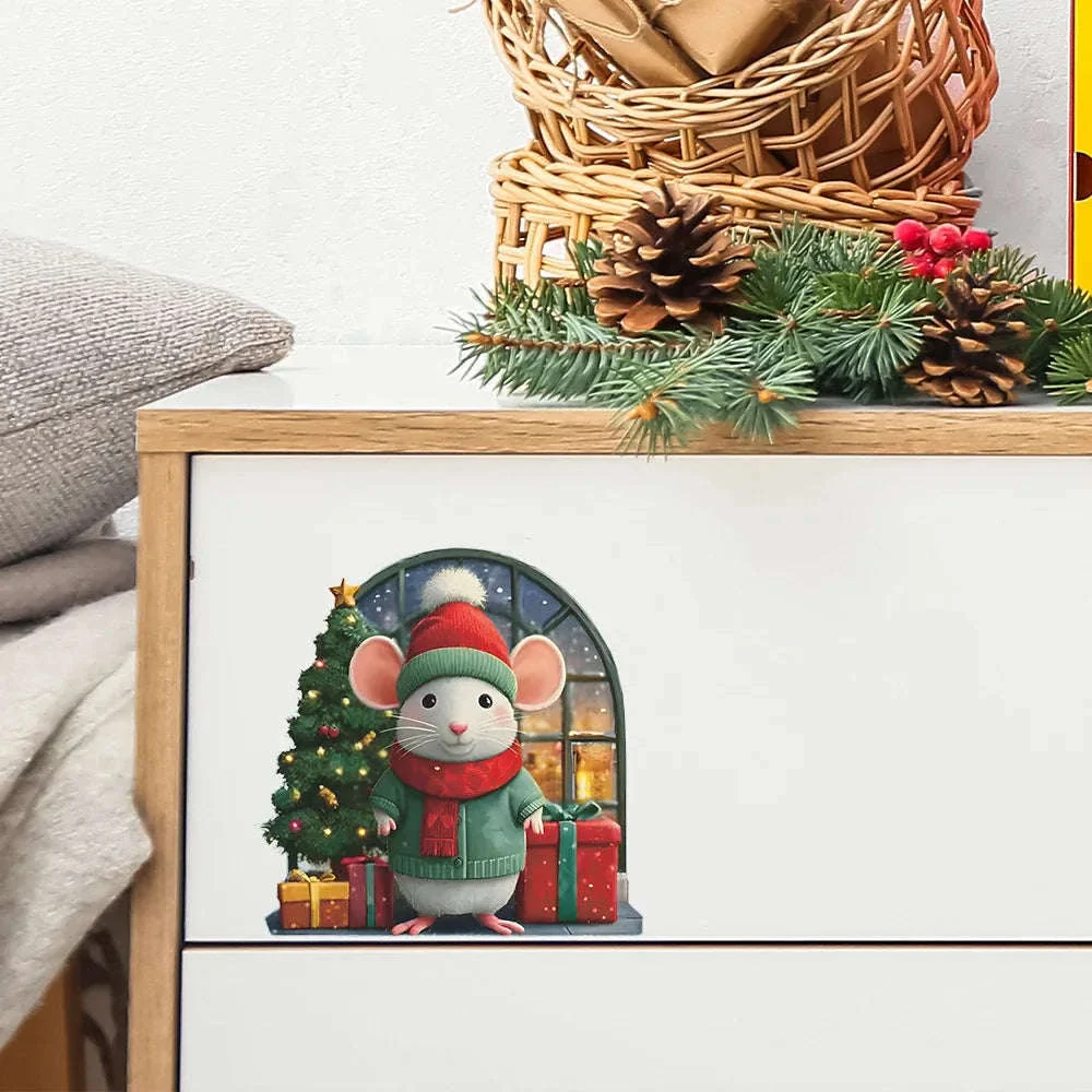 Cute Christmas Mouse Wall Stickers for Festive Holiday Decor - Image 15