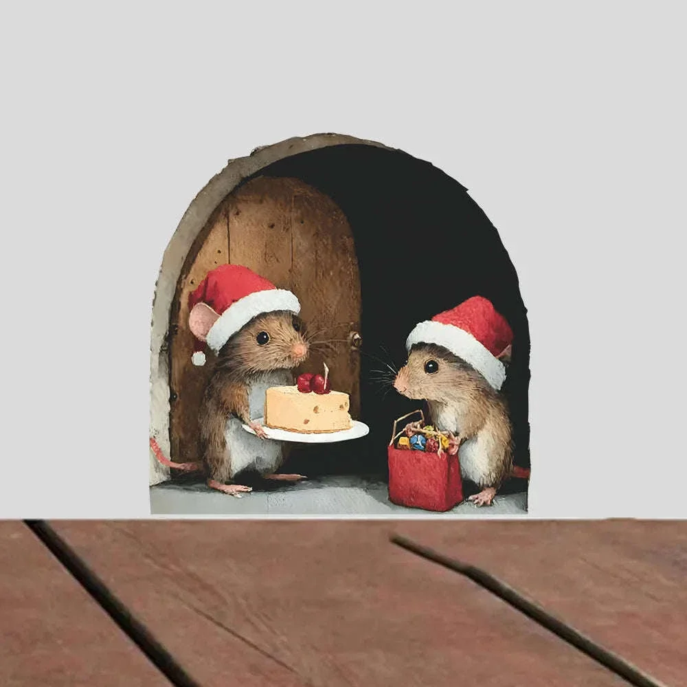Cute Christmas Mouse Wall Stickers for Festive Holiday Decor - Image 17