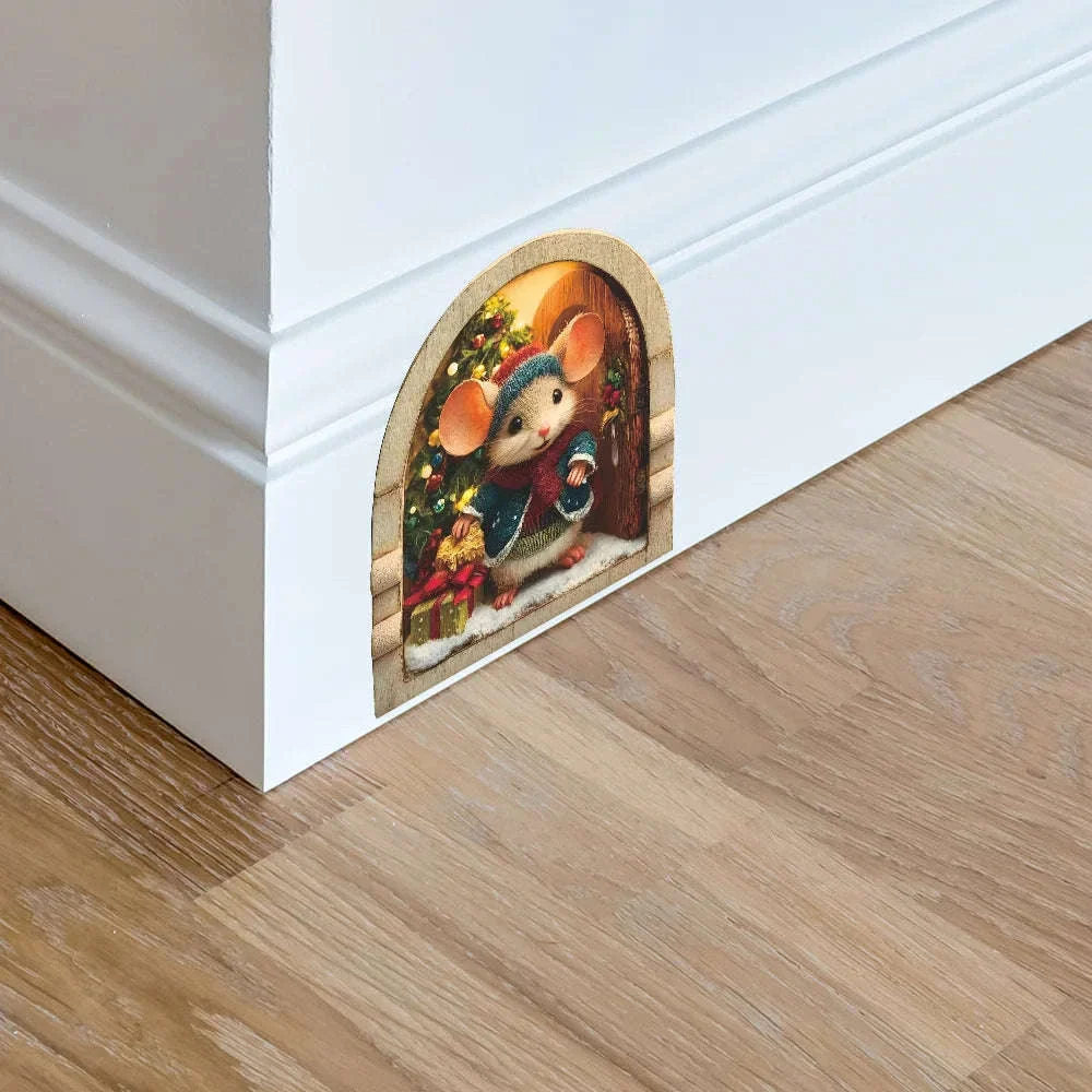 Cute Christmas Mouse Wall Stickers for Festive Holiday Decor - Image 4