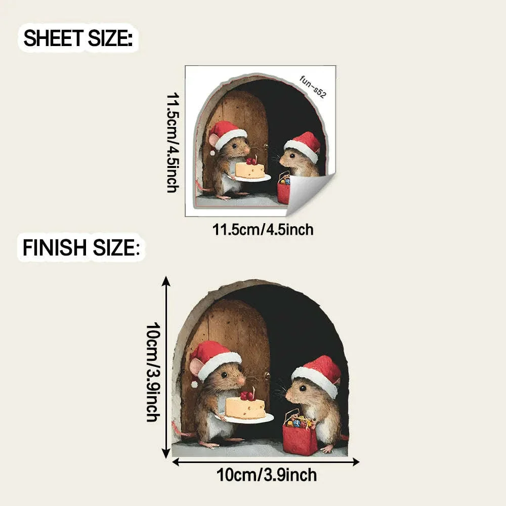 Cute Christmas Mouse Wall Stickers for Festive Holiday Decor - Image 5