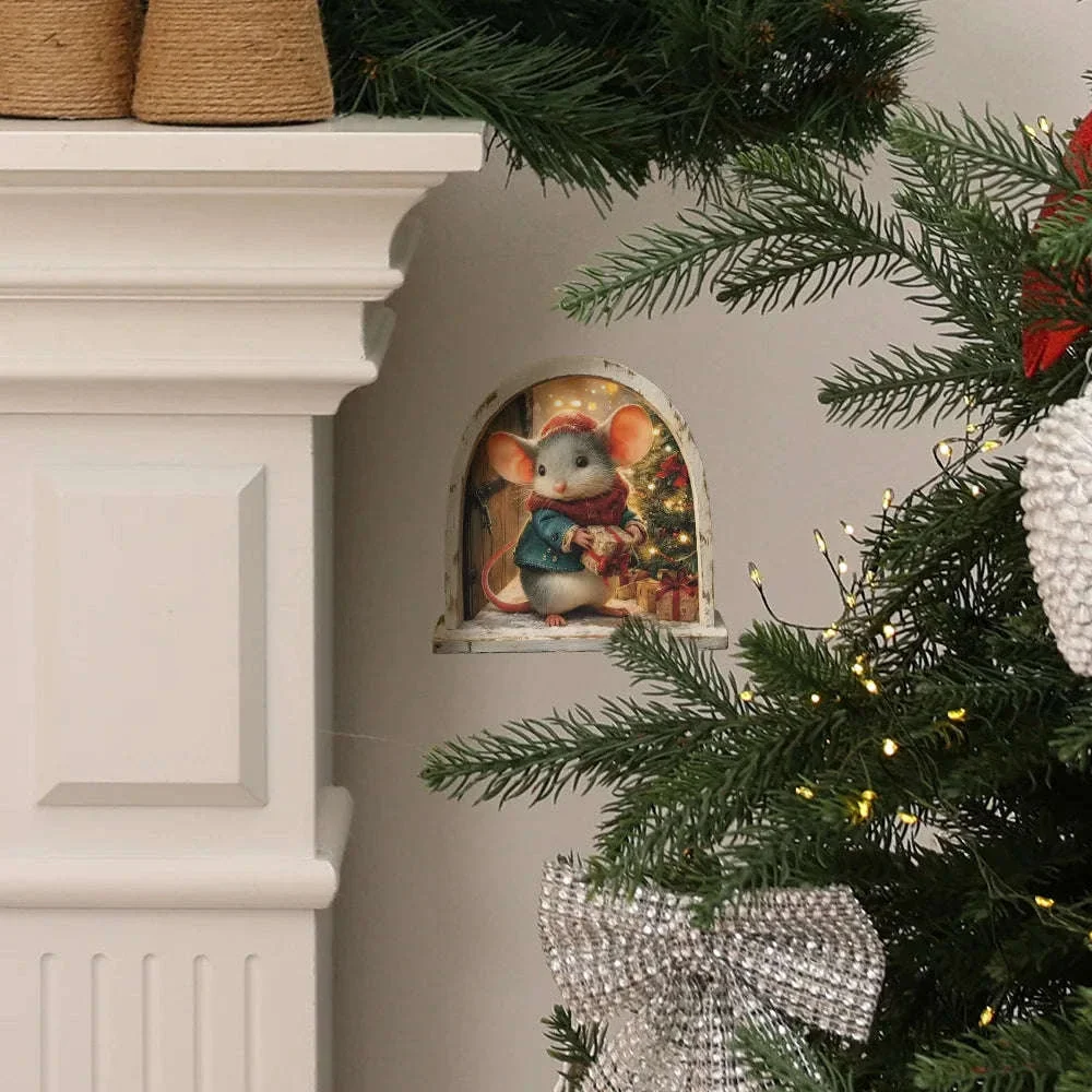Cute Christmas Mouse Wall Stickers for Festive Holiday Decor - Image 8