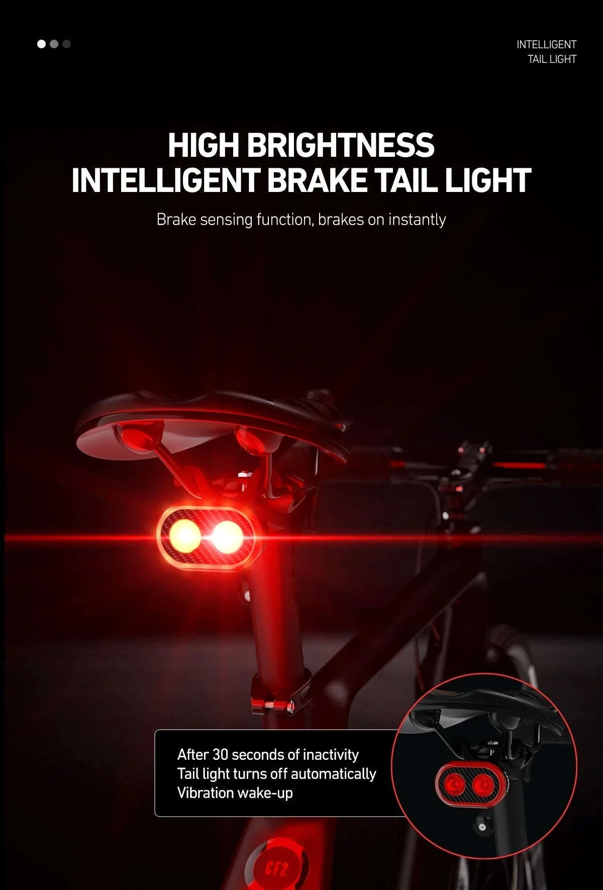 CY300T Bicycle Smart Brake Sensing Lights for Safer Rides - Image 10