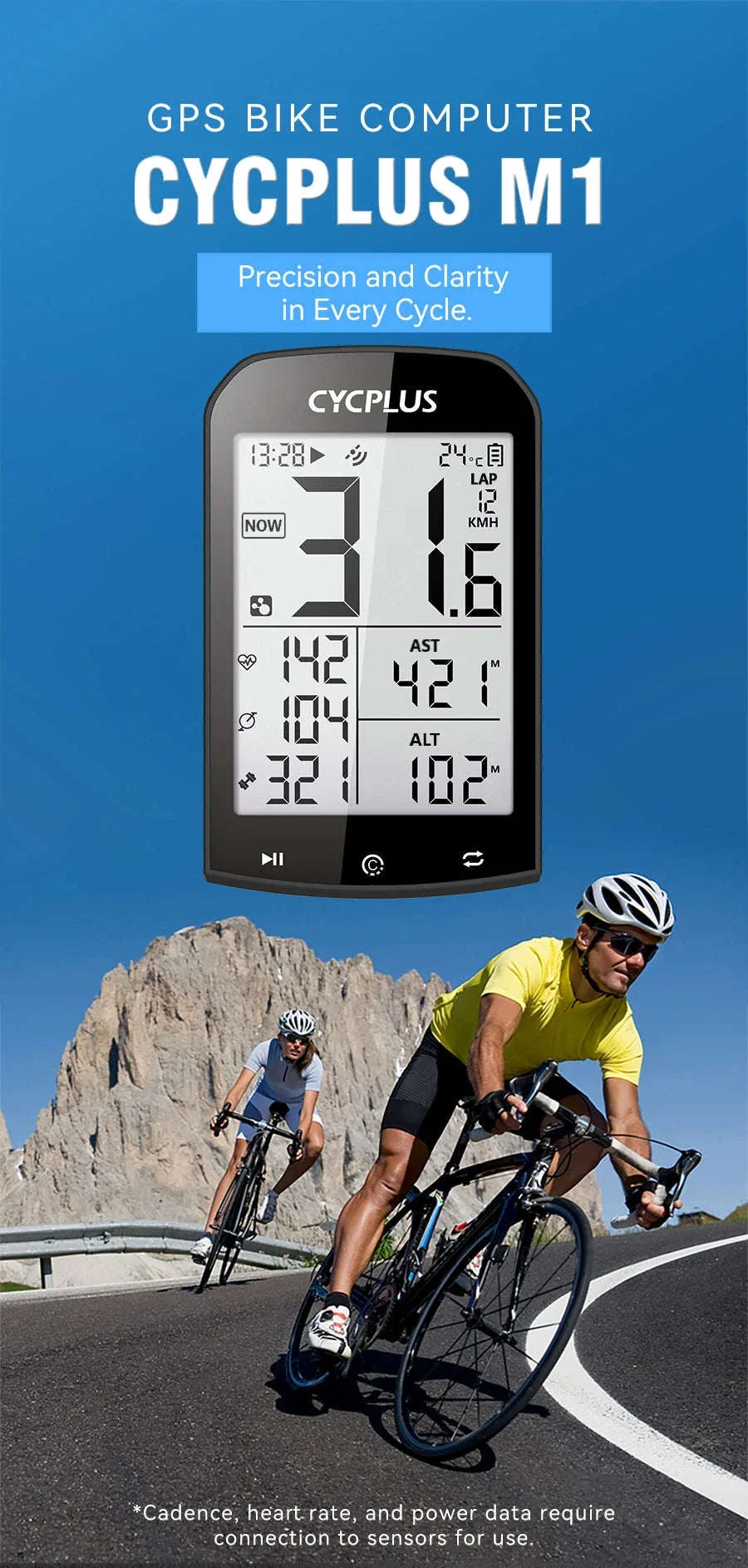 CYCPLUS M1 GPS Bicycle Computer with Bluetooth and ANT+ - Image 7