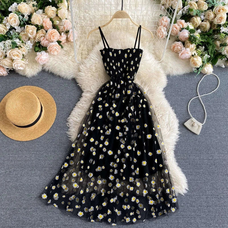 Daisy Mesh Midi Dress with Adjustable Straps - Image 8