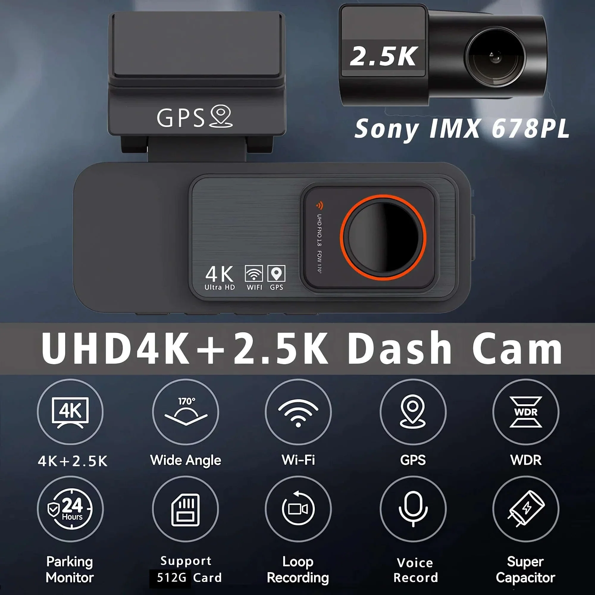 Dual Lens 4K UHD Dash Cam with Front and Rear Recording - Image 2