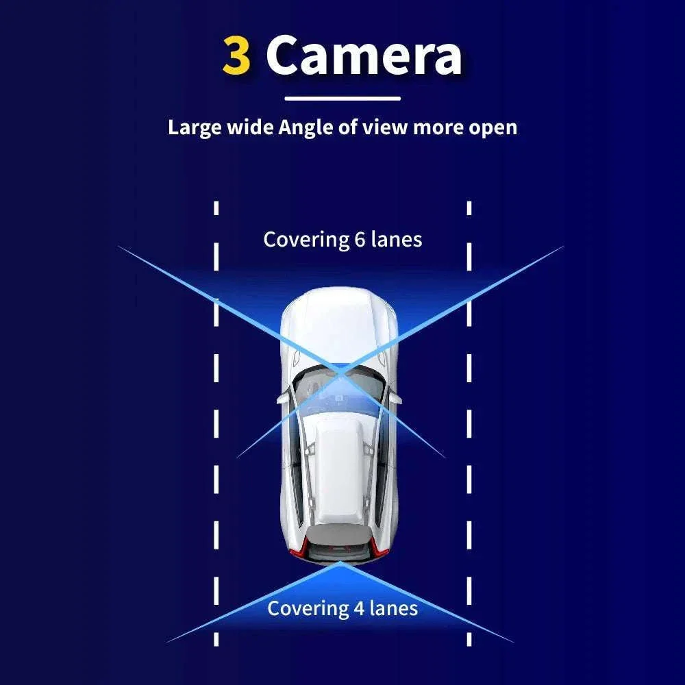 3 Camera Dash Cam 1080P Front Interior Rear with 4" Display - Image 2