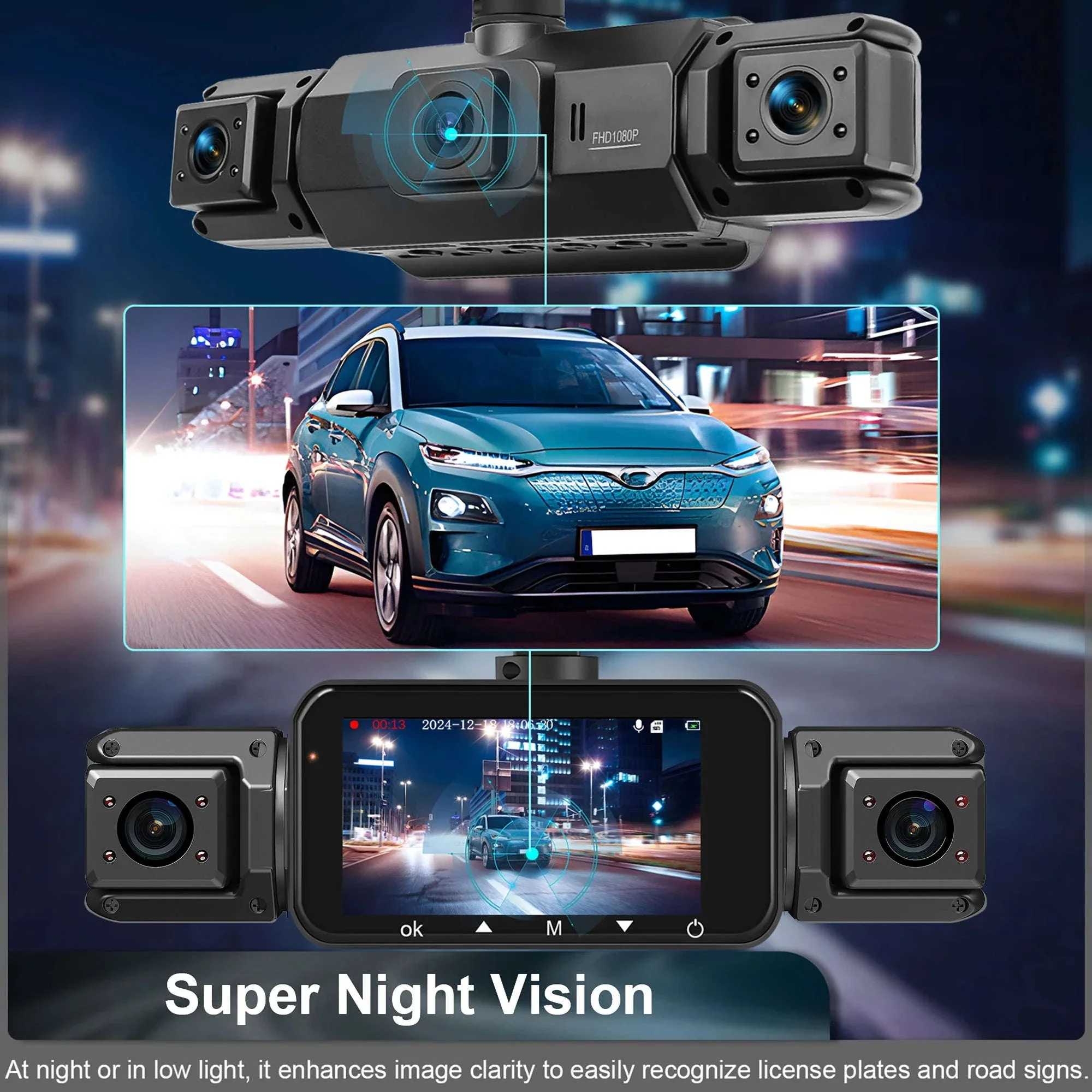 4-Channel Car Dash Cam with WiFi, 1080P Recording & Night Vision - Image 15