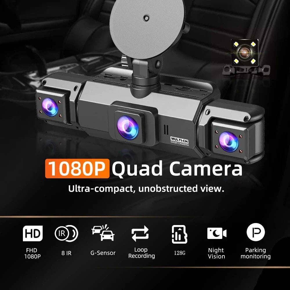 4-Channel Car Dash Cam with WiFi, 1080P Recording & Night Vision - Image 7
