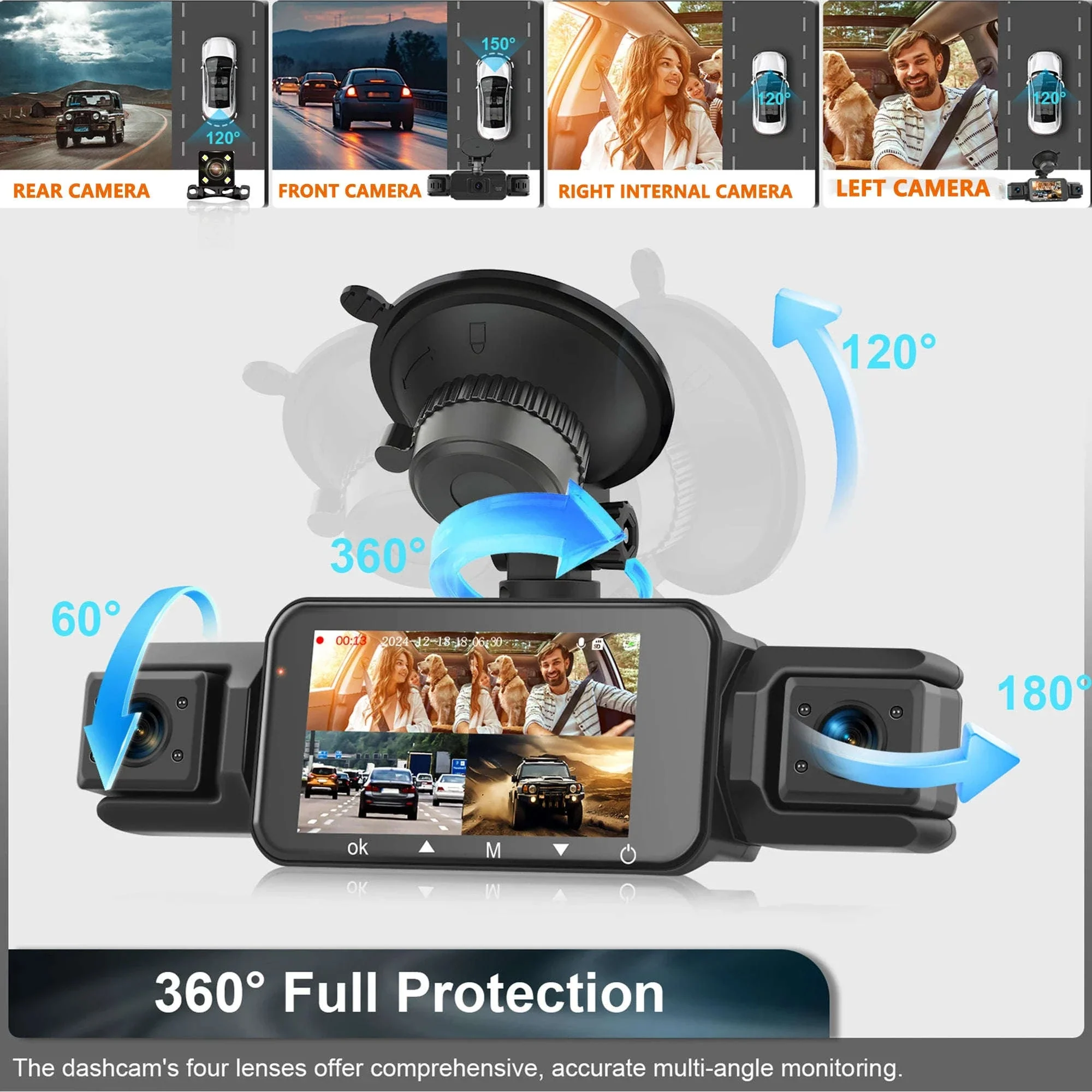 4-Channel Car Dash Cam with WiFi, 1080P Recording & Night Vision - Image 9