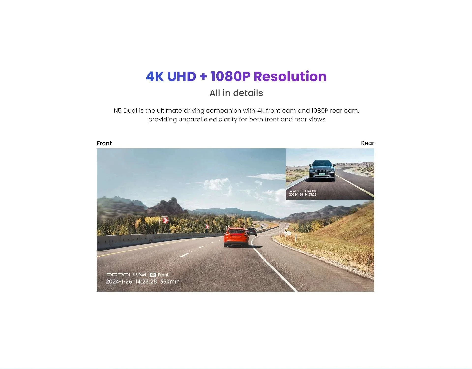 4K Dual Dash Cam Front & Rear with GPS, Night Vision & ADAS - Image 10