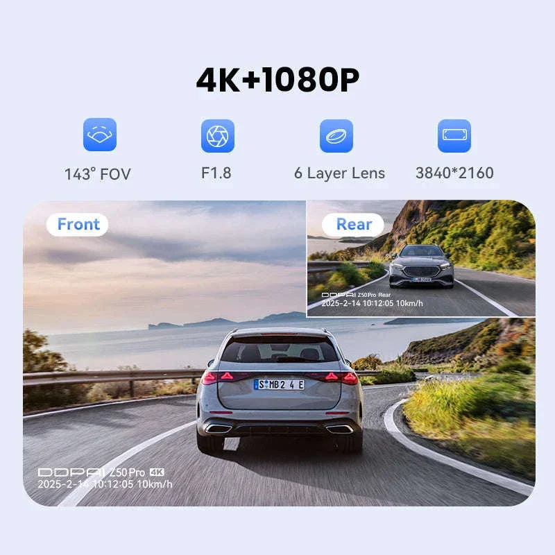 4K Dual-Channel Dash Cam with GPS, ADAS and Wi-Fi 6 - Image 3