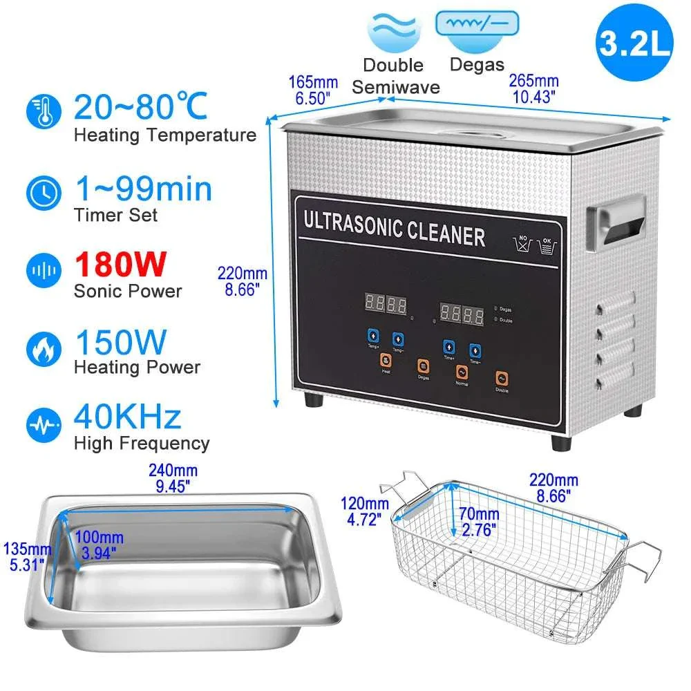 Ultrasonic Cleaner Machine 40kHz Heated Bath for Jewelry, Dental & Tools - Image 19