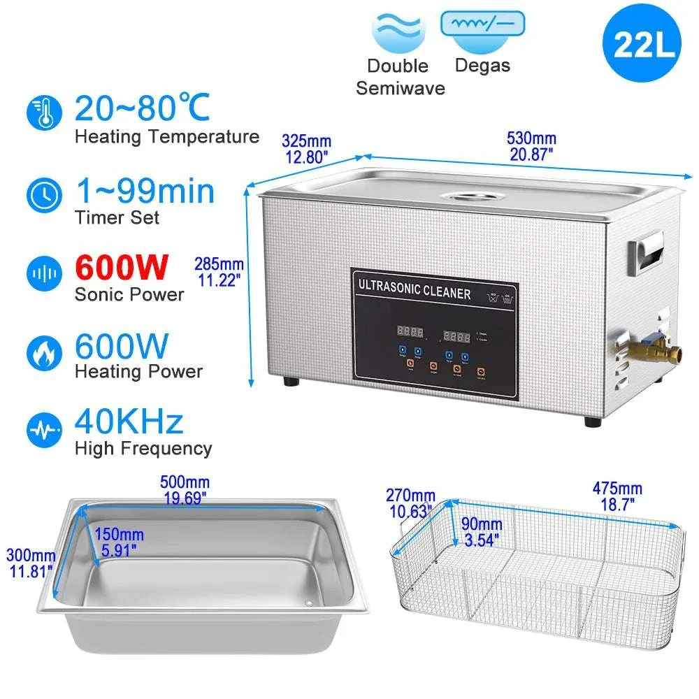 Ultrasonic Cleaner Machine 40kHz Heated Bath for Jewelry, Dental & Tools - Image 30