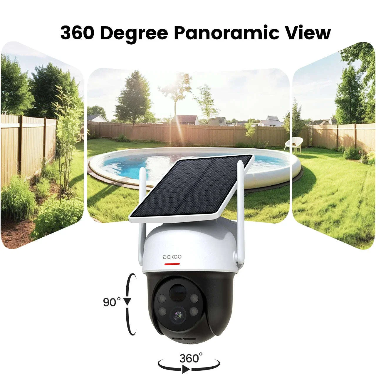 DEKCO 3MP Solar WiFi Outdoor Security Camera with PTZ - Image 2