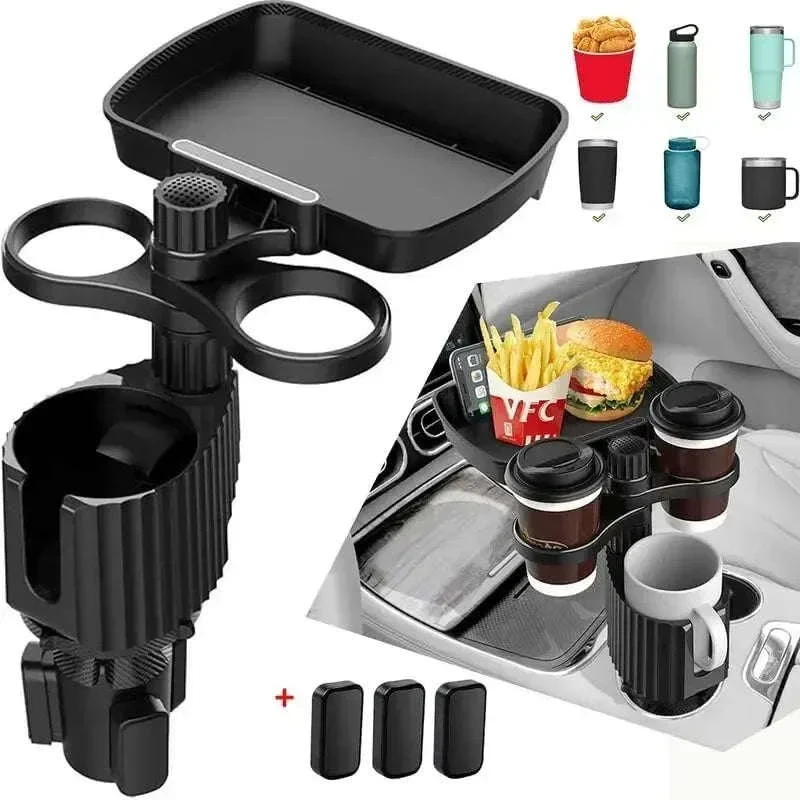 Detachable Car Cup Holder Expander Tray with Food Tray