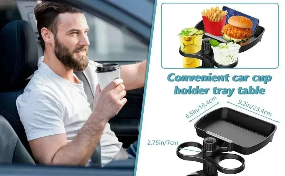 Detachable Car Cup Holder Expander Tray with Food Tray - Image 8
