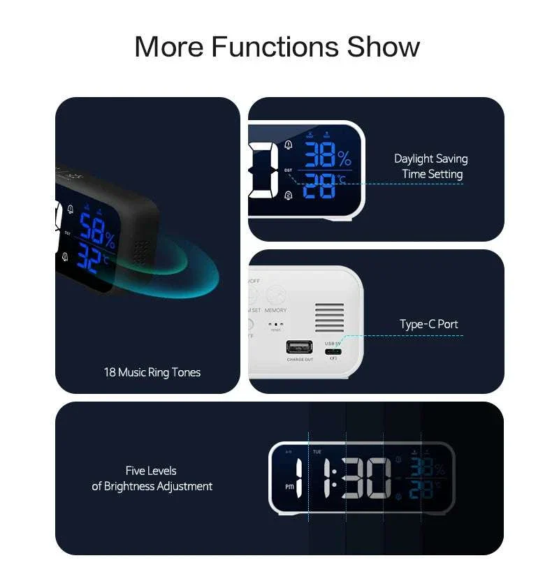 Digital Alarm Clock with Temperature, Dual Alarms & LED Display - Image 14