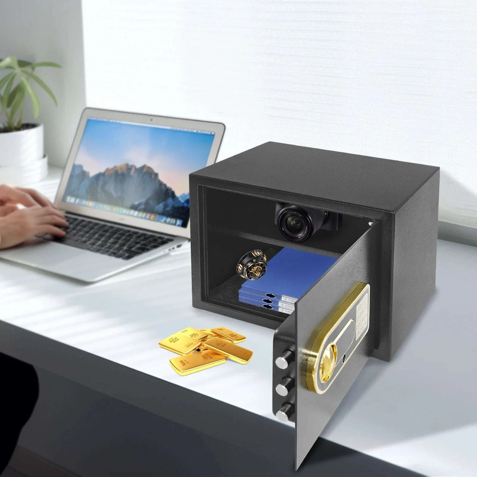 Digital Keypad Safe Box with 30L Storage and Backup Keys - Image 2