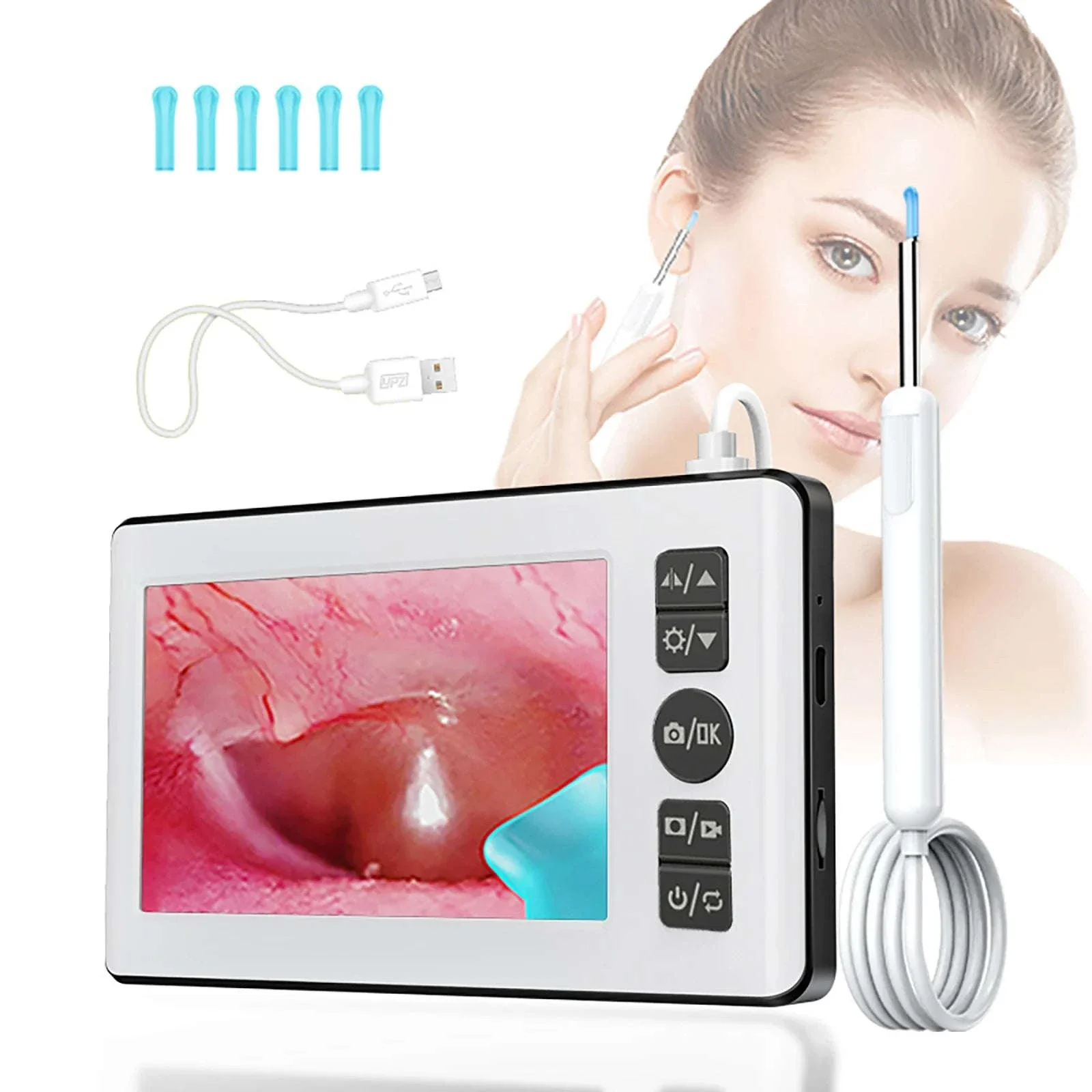 Digital Otoscope with 4.3" HD Screen Ear Wax Removal Camera Tool