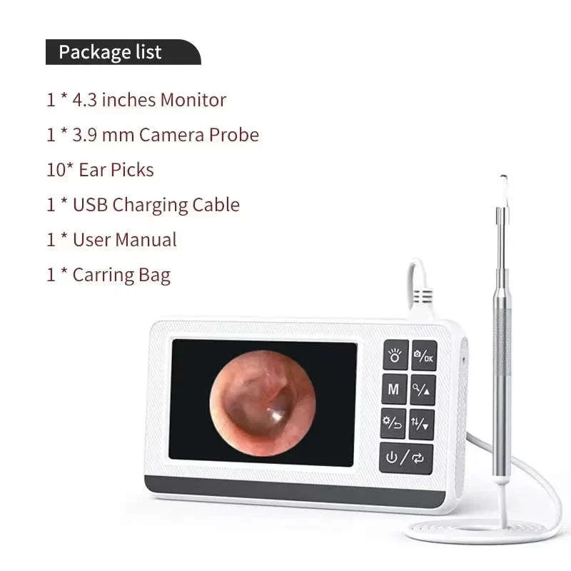Digital Otoscope with 4.3" HD Screen Ear Wax Removal Camera Tool - Image 12