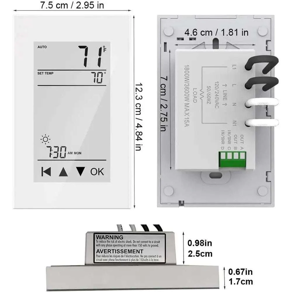 Digital Programmable Thermostat for Floor Heating with LCD Display - Image 5