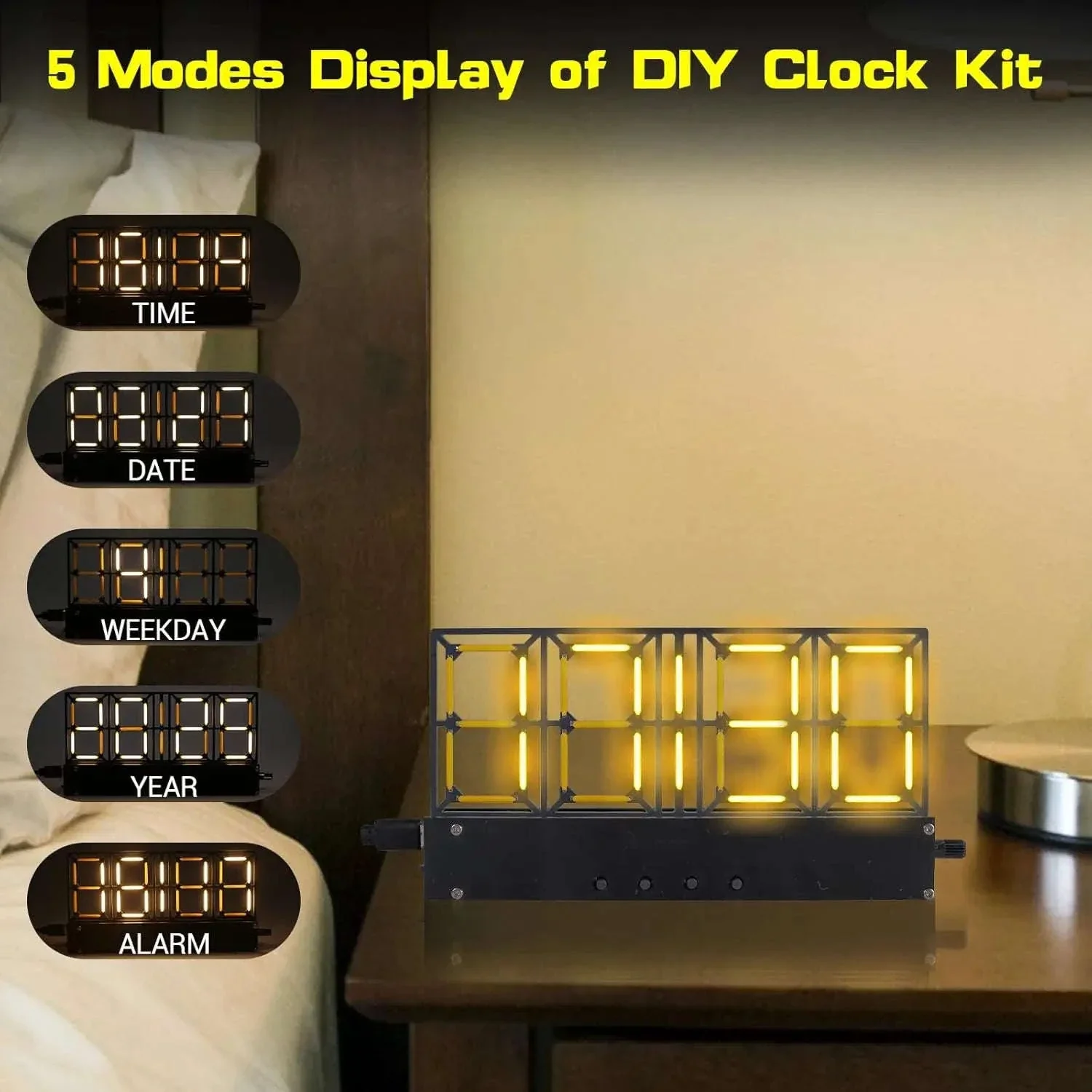 DIY Digital Alarm Clock Soldering Kit with Adjustable LED Display - Image 16