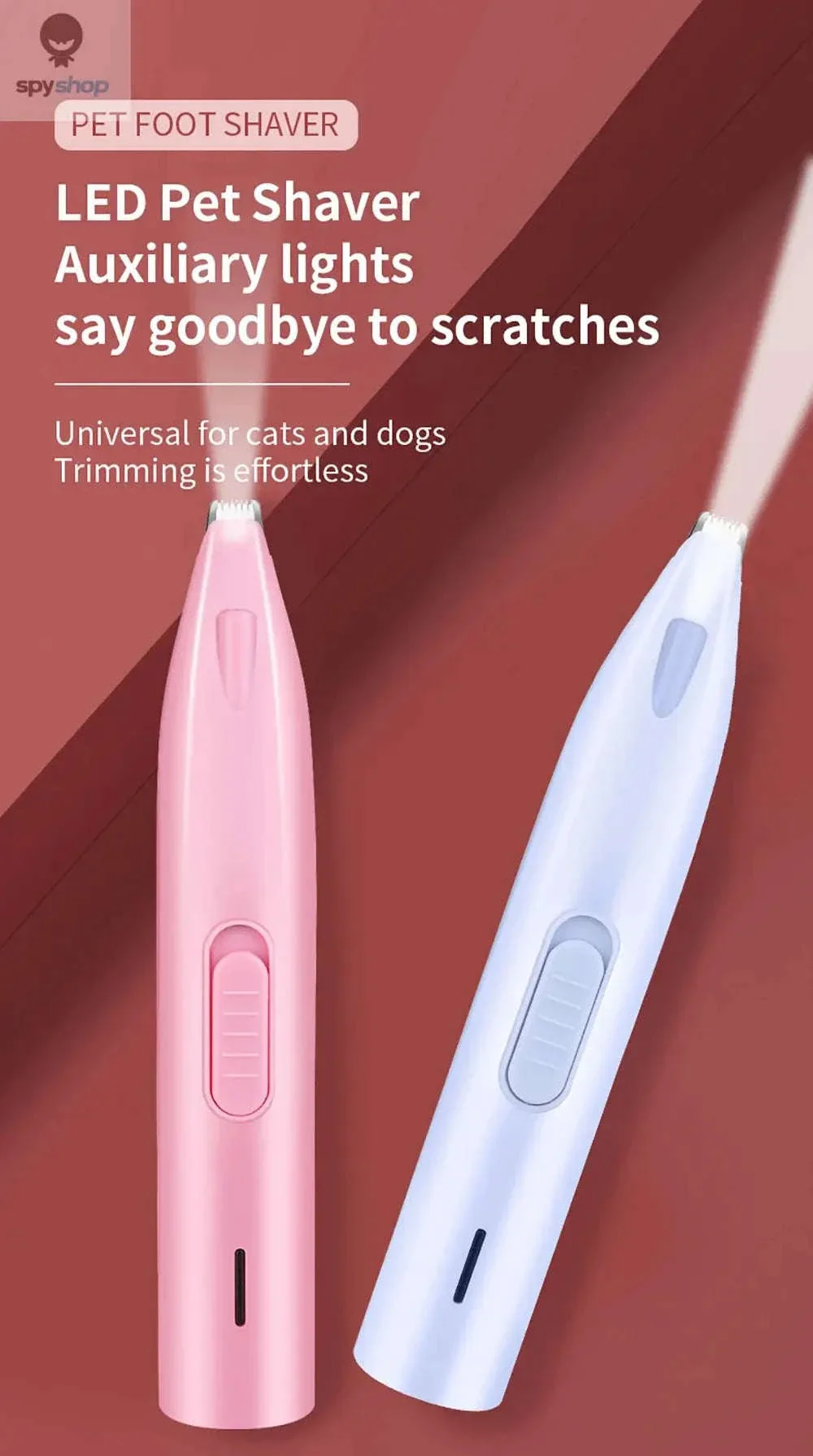 Quiet Pet Hair Trimmer with LED Light for Precise Grooming - Image 7