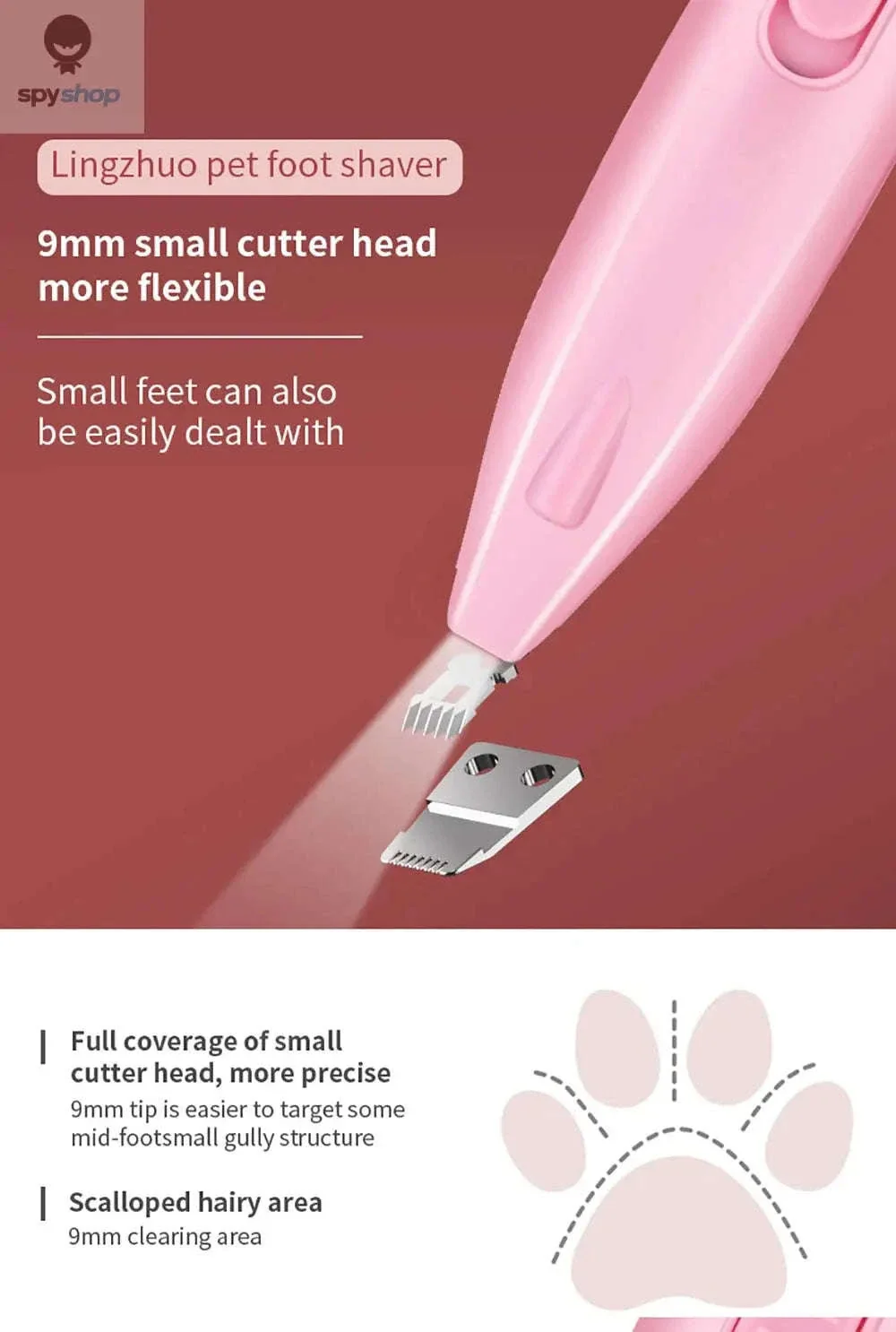 Quiet Pet Hair Trimmer with LED Light for Precise Grooming - Image 8