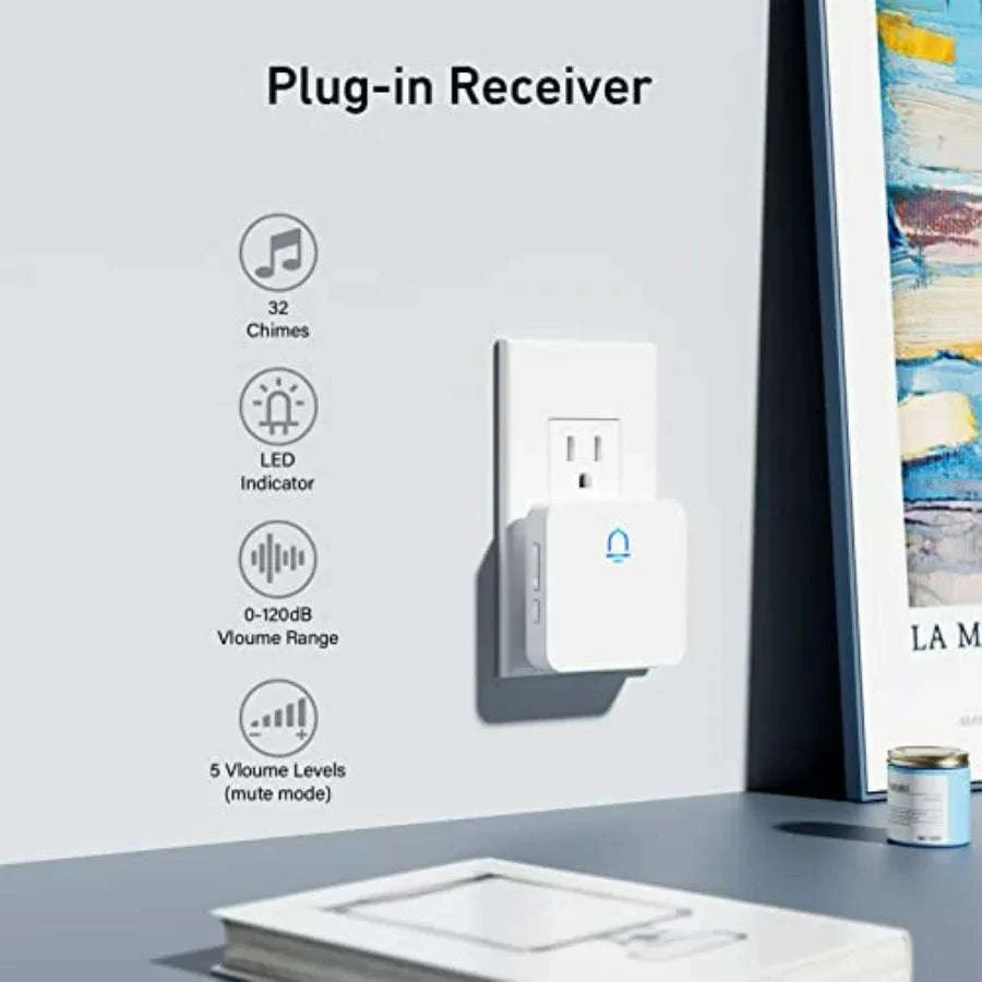 Wireless Doorbell with 2 Receivers, 1000ft Range, 32 Chimes - Image 2