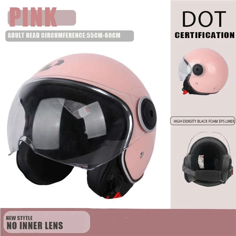 DOT Certified Dual Lens Motorcycle Helmet Half Shell Four Seasons - Image 9