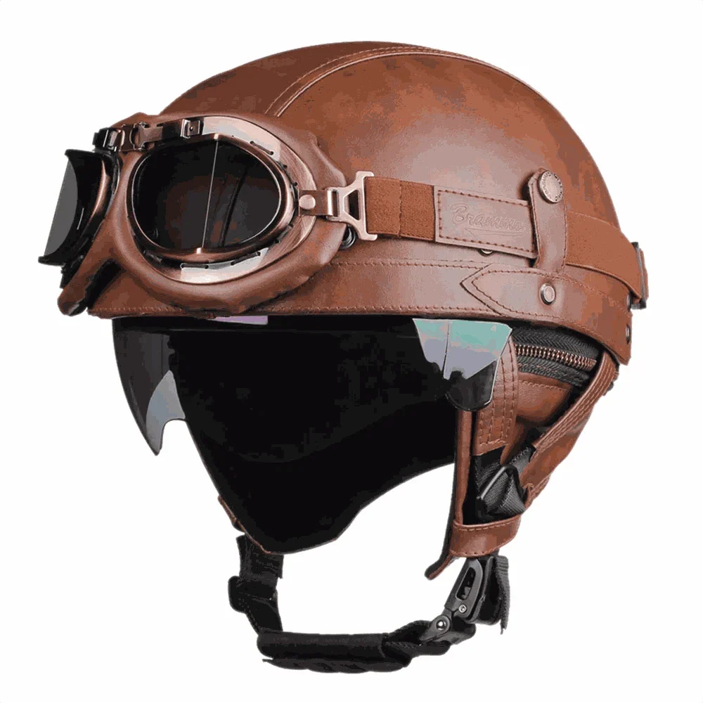 DOT Certified Retro Motorcycle Half Helmet with UV Lens