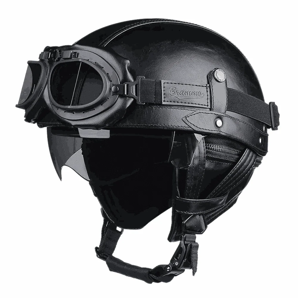DOT Certified Retro Motorcycle Half Helmet with UV Lens - Image 7