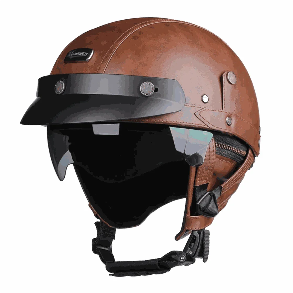 DOT Certified Retro Motorcycle Half Helmet with UV Lens - Image 8