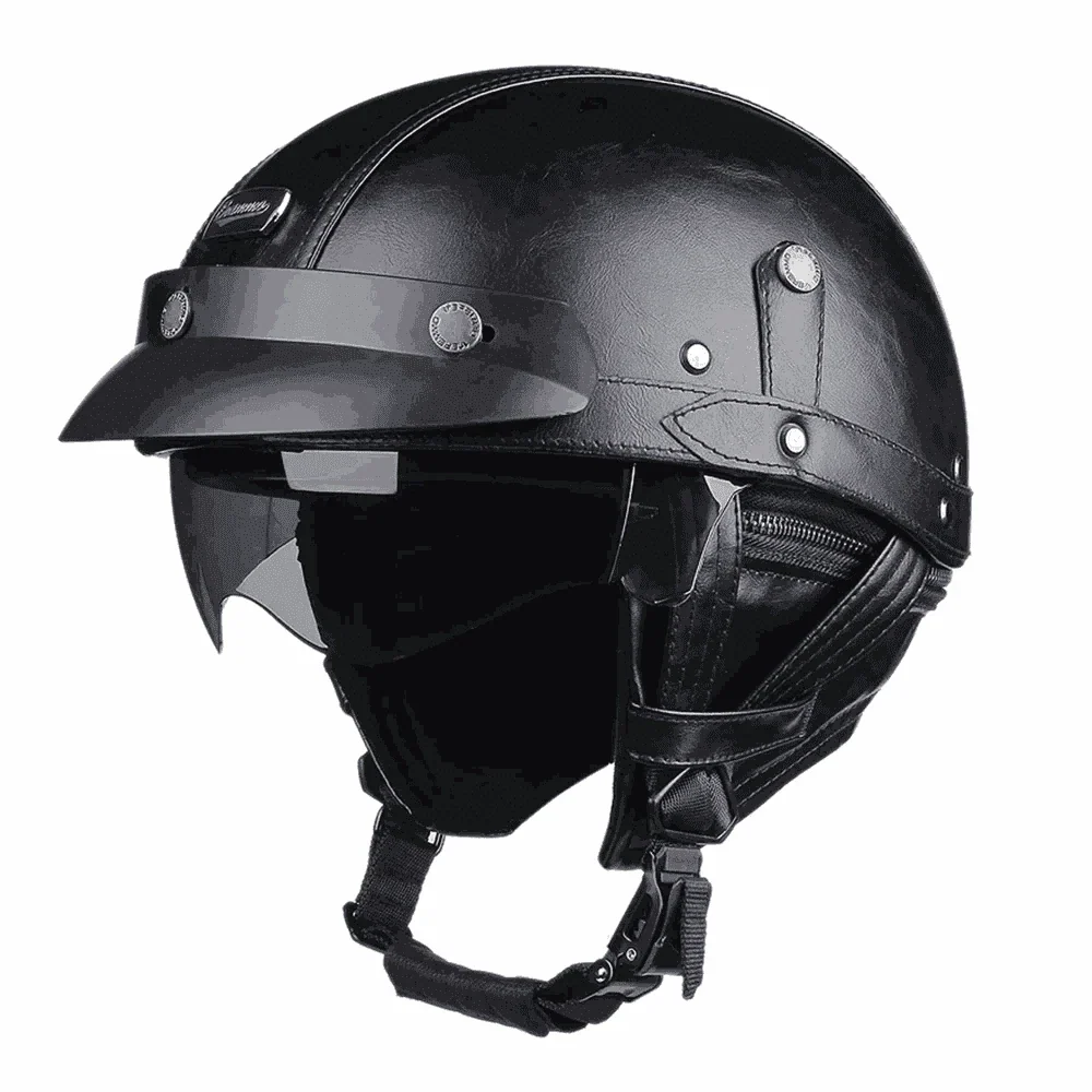 DOT Certified Retro Motorcycle Half Helmet with UV Lens - Image 9