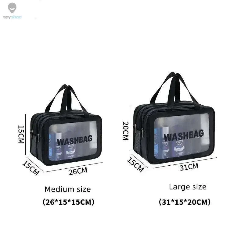 Transparent Dry-Wet PU Makeup Bag with Dual Compartments - Image 10