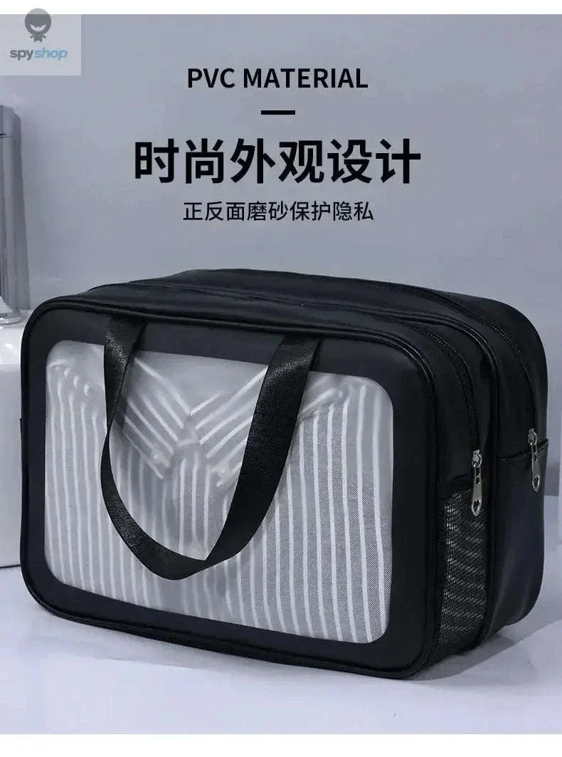 Transparent Dry-Wet PU Makeup Bag with Dual Compartments - Image 12