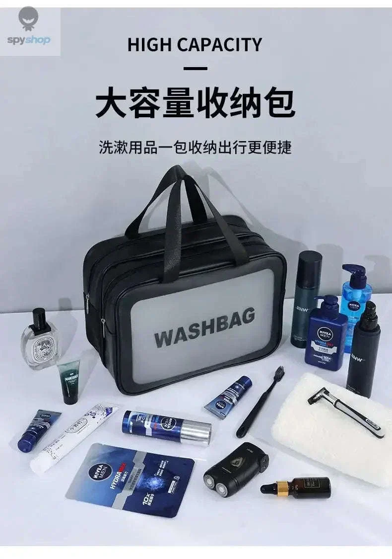 Transparent Dry-Wet PU Makeup Bag with Dual Compartments - Image 13