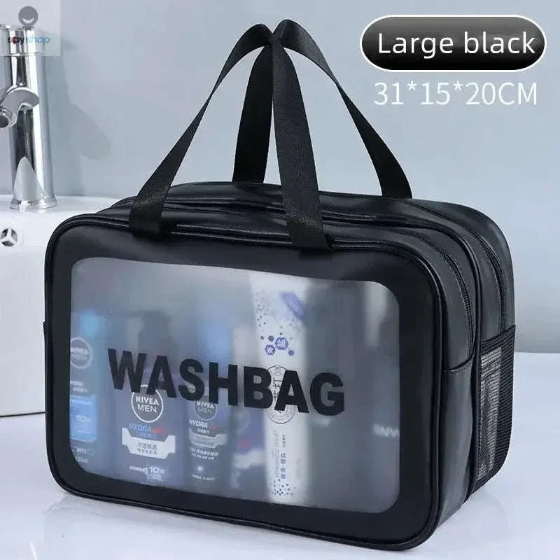 Transparent Dry-Wet PU Makeup Bag with Dual Compartments - Image 18