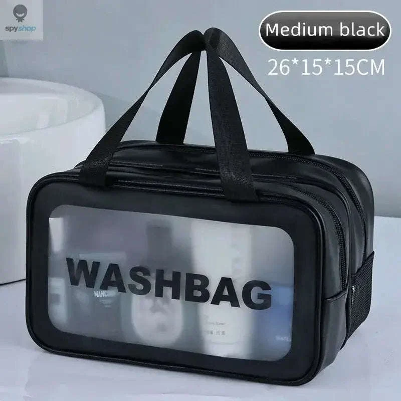 Transparent Dry-Wet PU Makeup Bag with Dual Compartments - Image 19