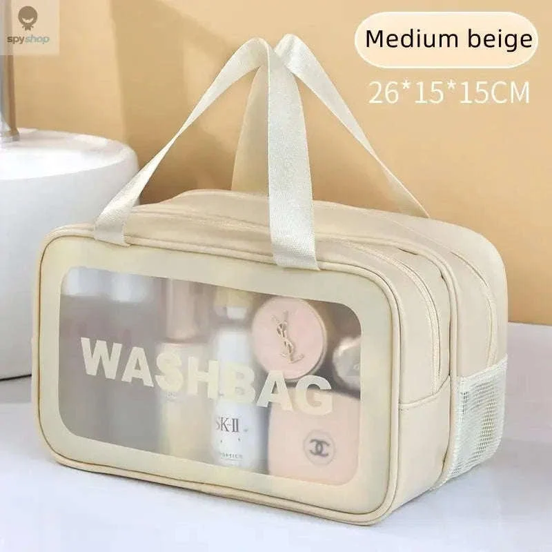 Transparent Dry-Wet PU Makeup Bag with Dual Compartments - Image 20
