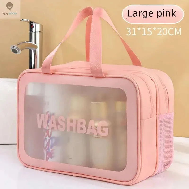 Transparent Dry-Wet PU Makeup Bag with Dual Compartments - Image 21