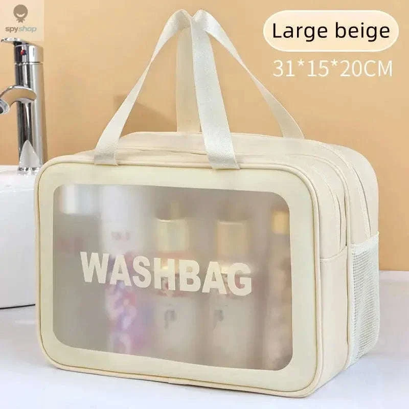 Transparent Dry-Wet PU Makeup Bag with Dual Compartments - Image 22