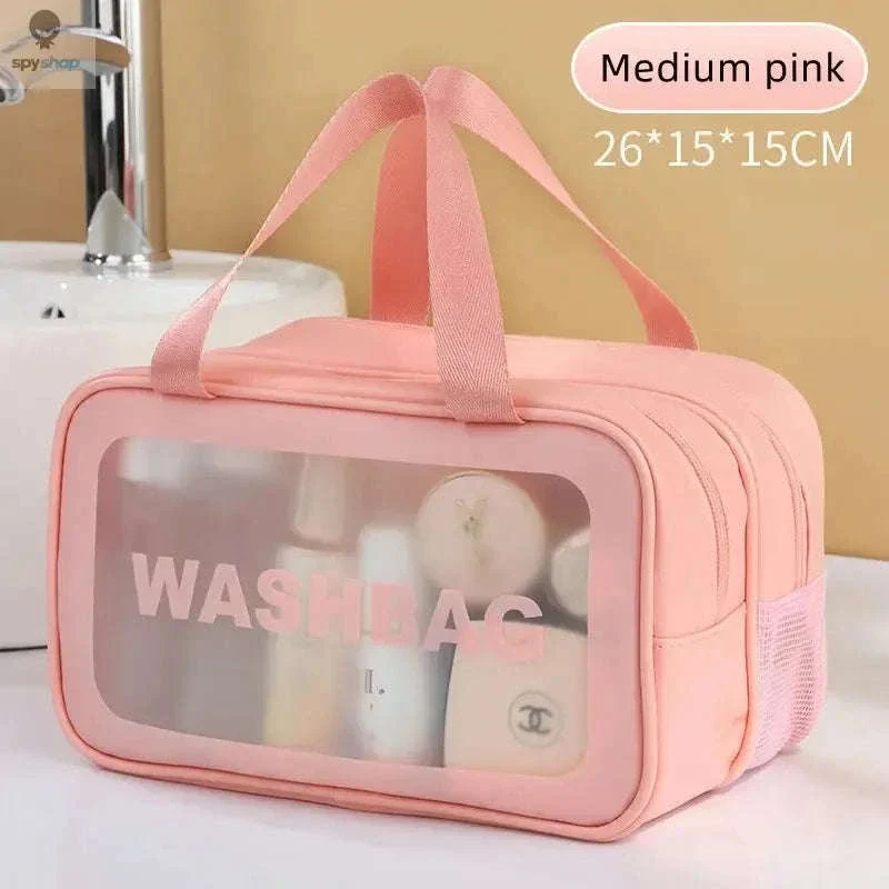 Transparent Dry-Wet PU Makeup Bag with Dual Compartments - Image 23