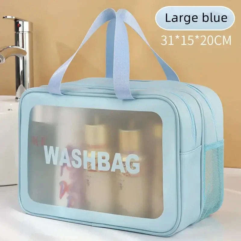 Transparent Dry-Wet PU Makeup Bag with Dual Compartments - Image 24