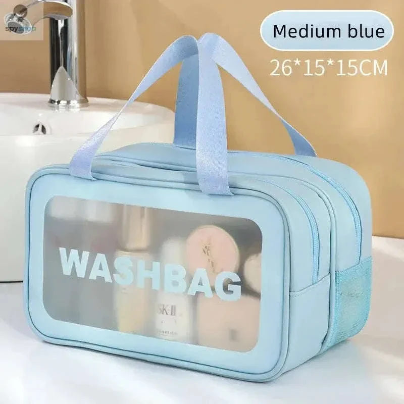 Transparent Dry-Wet PU Makeup Bag with Dual Compartments - Image 25