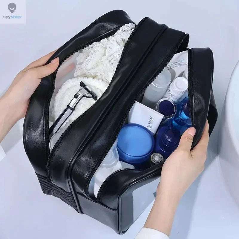 Transparent Dry-Wet PU Makeup Bag with Dual Compartments - Image 3