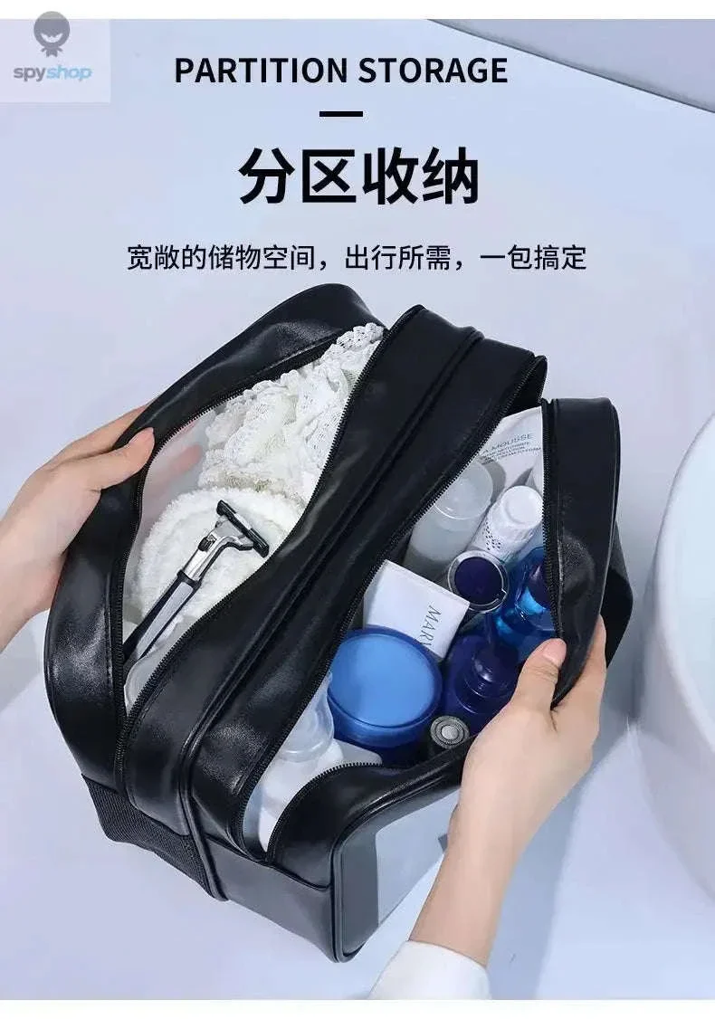 Transparent Dry-Wet PU Makeup Bag with Dual Compartments - Image 7