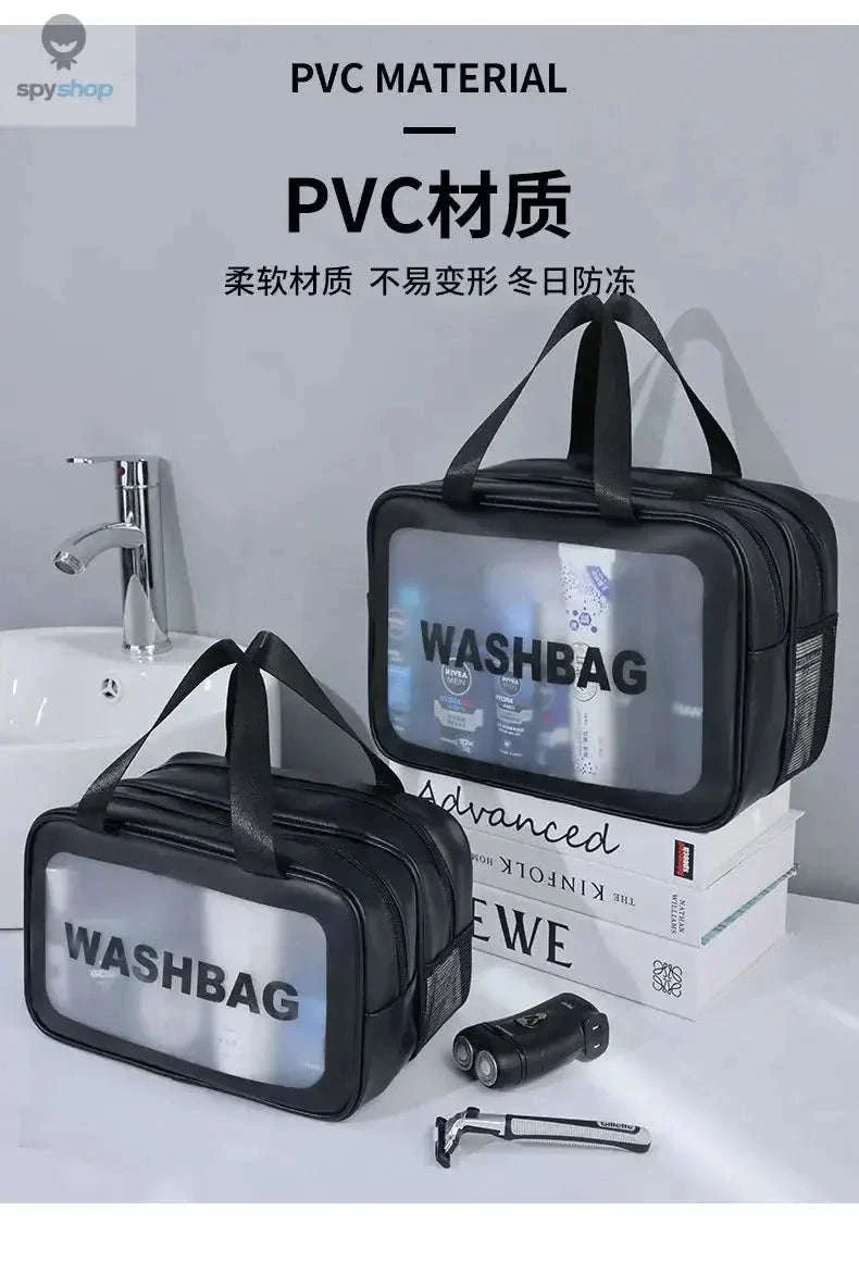 Transparent Dry-Wet PU Makeup Bag with Dual Compartments - Image 8