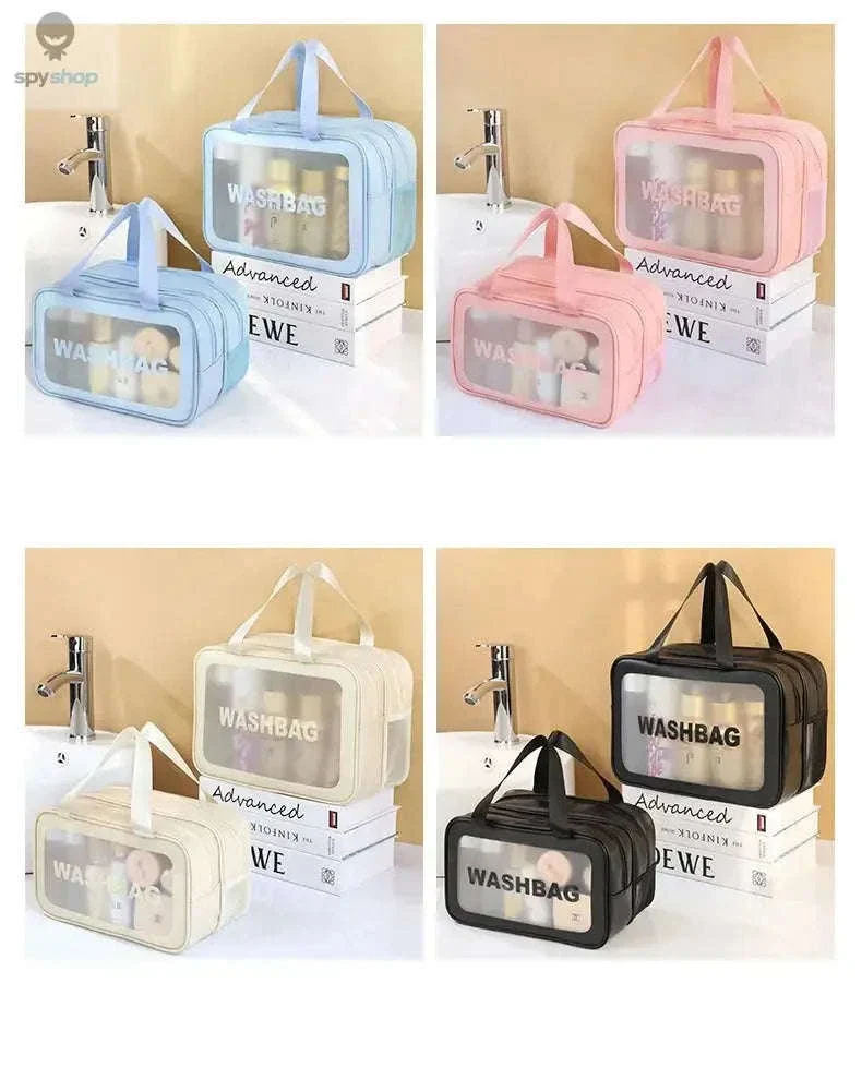 Transparent Dry-Wet PU Makeup Bag with Dual Compartments - Image 9