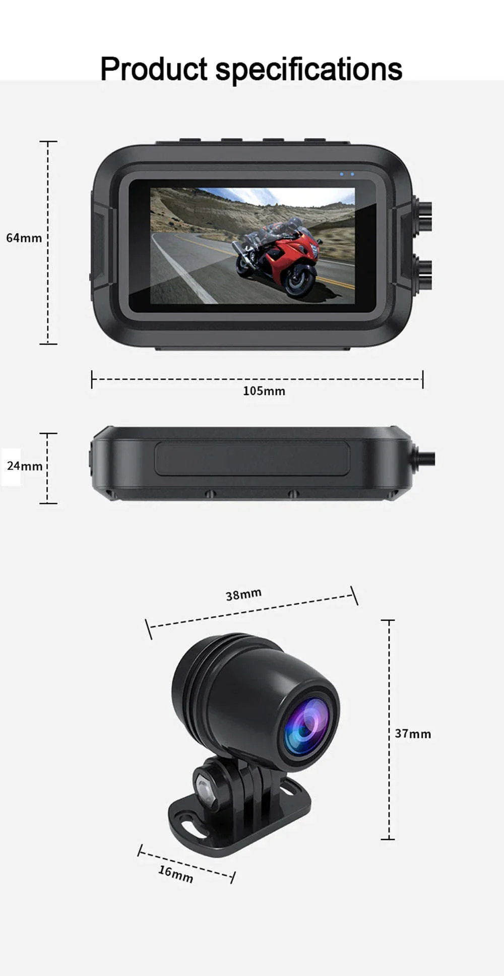 Dual 1080P Motorcycle Dash Cam Front Rear WiFi GPS Recorder - Image 13